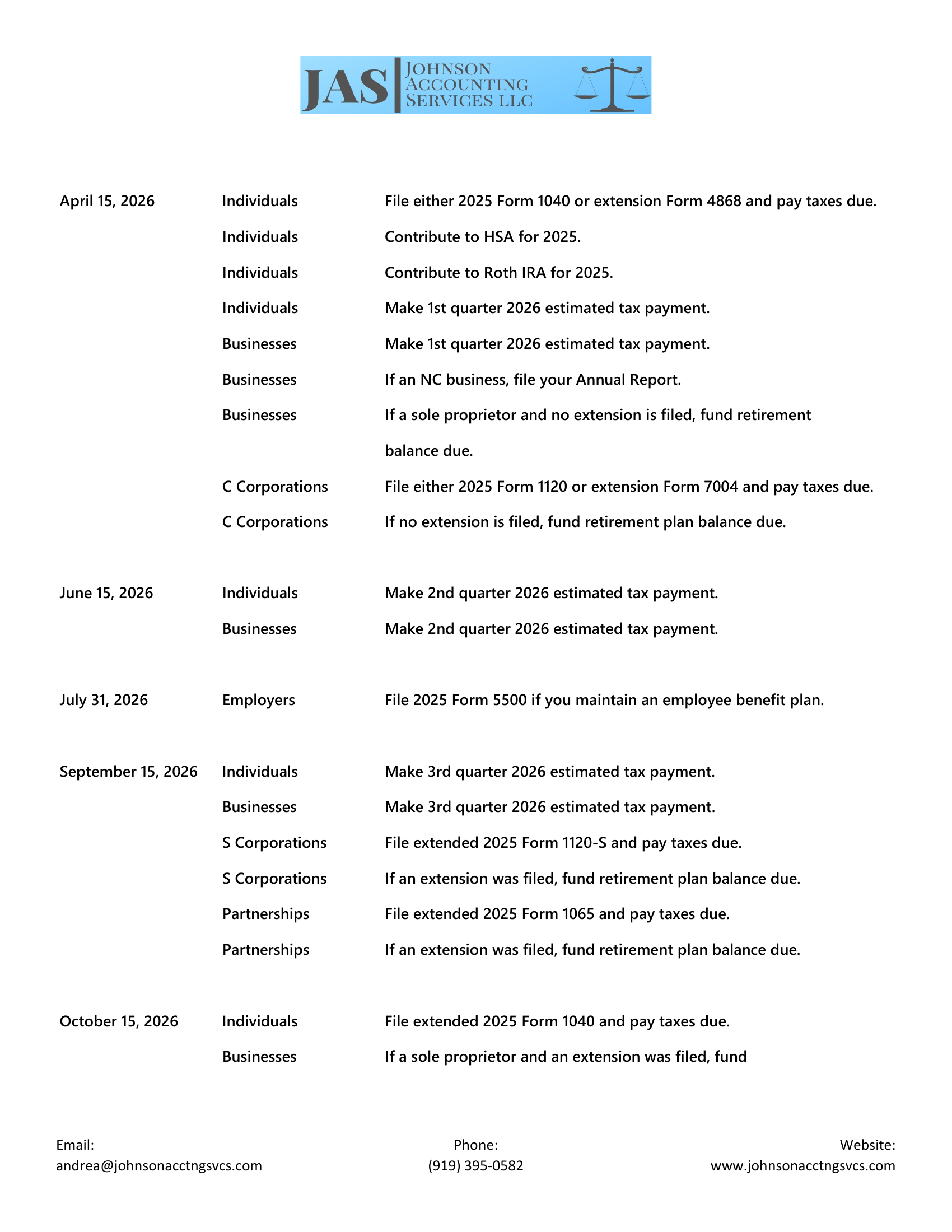 Tax Deadline Dates 2026 — page 2