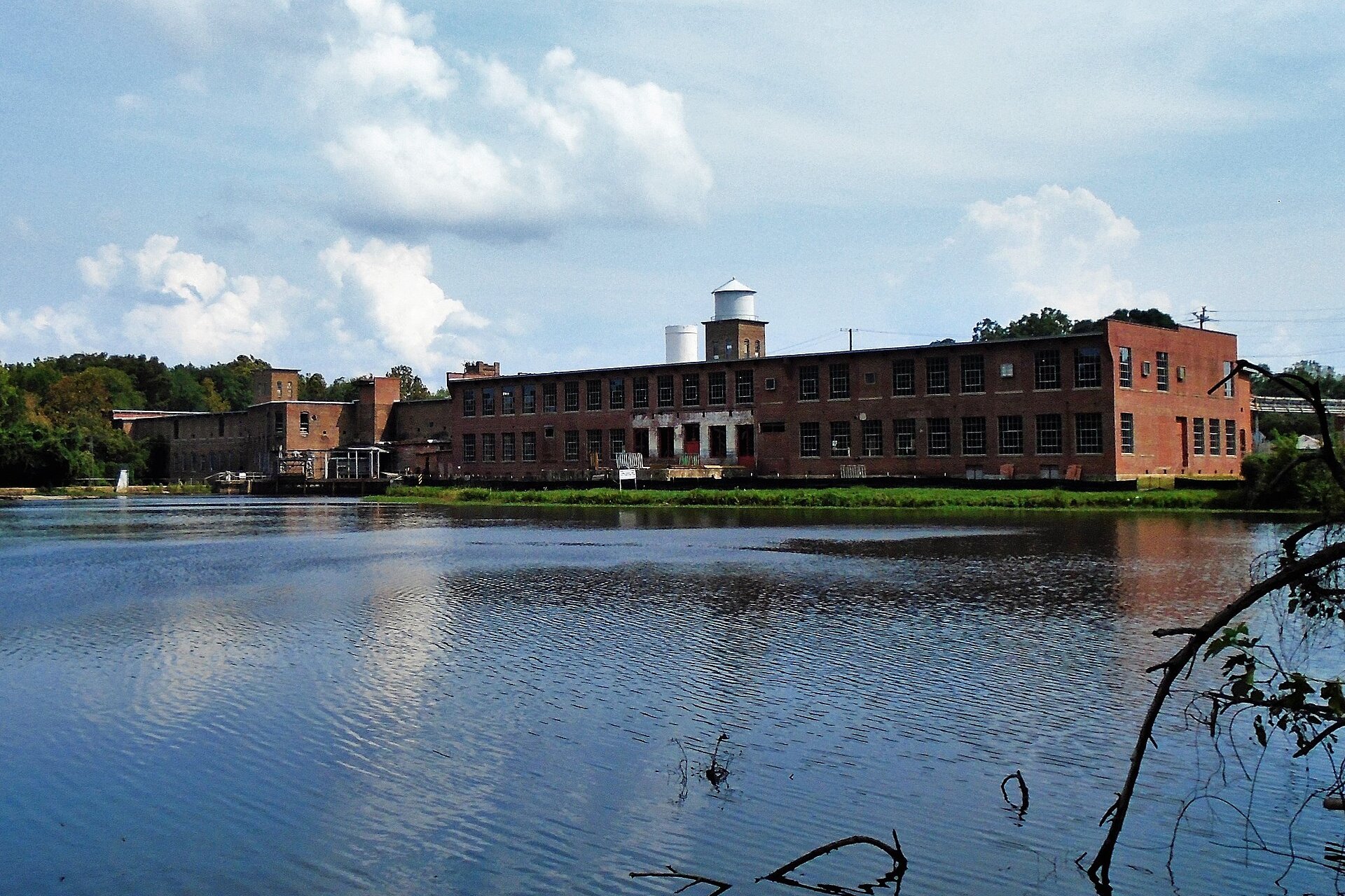 Historic Rocky Mount Mills along the Tar River in Rocky Mount, North Carolina